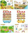Birds , Animals , Vegetables , Fruits , Flowers , Shapes Educational posters / charts for Preschool kids , Learning Toy For Toddler- Set of 6 Paper Print  (18 inch X 12 inch)