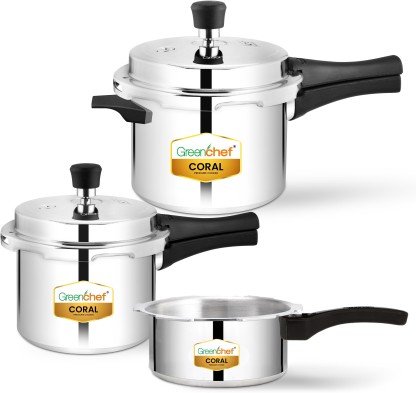 Greenchef Coral Combo 5 L, 3 L, 2 L Outer Lid Pressure Cooker  (Aluminium)