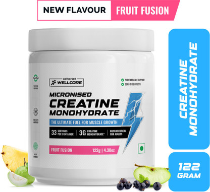 Wellcore Micronised Creatine Monohydrate | Lab Tested | Enhanced Absorption | 100% Pure Creatine  (122 g, Fruit Fusion)