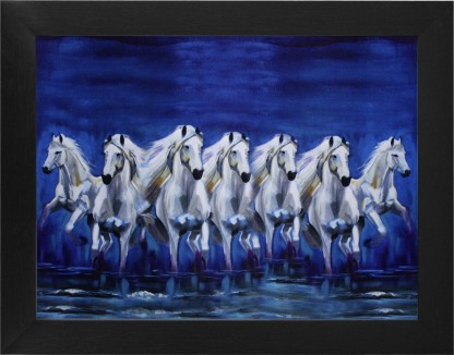 Indianara VASTU SEVEN HORSES (1945) WITHOUT GLASS Digital Reprint 10 inch x 13 inch Painting