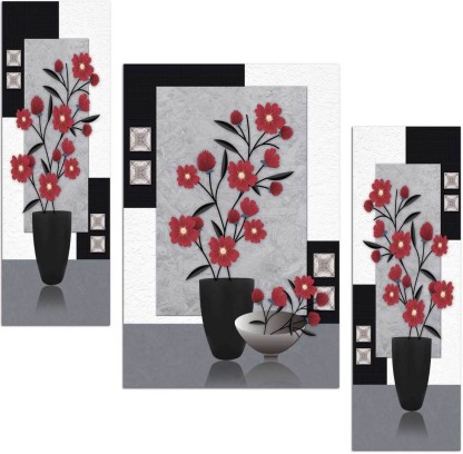 Art Amori Beautiful flowers 3 piece MDF Painting Digital Reprint 12 inch x 18 inch Painting