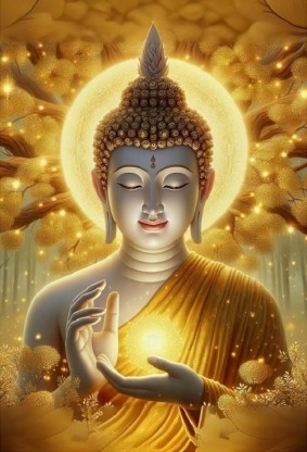 Fliptic Gautam Buddha Poster for Home Decoration Digital Reprint 18 inch x 12 inch Painting  (Without Frame)