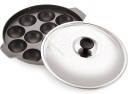 iVBOX Eco-Series 12 Cavity Non-Stick Kaan Appam Maker Paddu Paniyarakkal Patra Paniyaram Pan Ponganal Baati Baking Pot Paniarakkal with Lid 1 L capacity 23 cm diameter  (Aluminium, Non-stick)