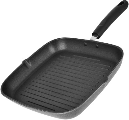 NIRLON Non-Stick Aluminium Grill Pan, Black Grill Pan 24 cm diameter 1.3 L capacity  (Aluminium, Non-stick)