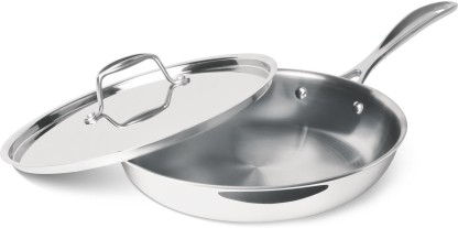 MILTON Pro Cook Triply Stainless Steel Fry Pan with Lid Fry Pan 20 cm diameter with Lid 1.2 L capacity  (Stainless Steel, Induction Bottom)