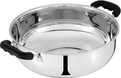 Renberg by 6926427629515 Stainless Steel Kadhai 2 Liter, Silver Kadhai 18 cm diameter 2 L capacity  (Stainless Steel, Induction Bottom)