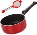 NIRLON Nirlon Non-Stick Gas Compatible Sauce Pan with Free Tea Stainer Pot 18 cm diameter 1.8 L capacity  (Cast Iron, Non-stick)