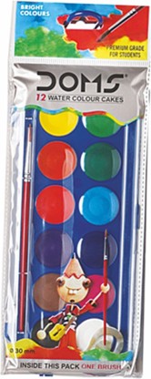 DOMS Watercolour Cakes 12 Shades (30 mm)  (Set of 1, Multicolor)