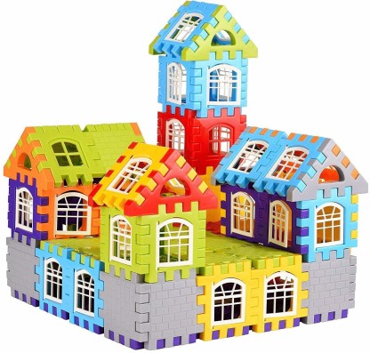 FOROLY 72 PCs Including Attractive Windows Medium Sized Happy Home House Building Blocks with Smooth Rounded Edges  (72 Pieces)