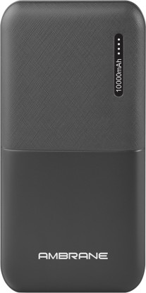 Ambrane 10000 mAh 12 W Compact Pocket Size Power Bank  (Black, Lithium Polymer, Fast Charging for Mobile)