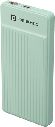 Portronics 10000 mAh 22.5 W Power Bank (Green, Lithium Polymer, Fast Charging for Mobile)