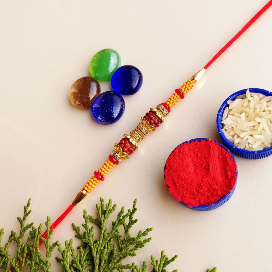 Designer Rakhi  Set  (1 RAKHI, 1 CHAWAL ROLI PACK)