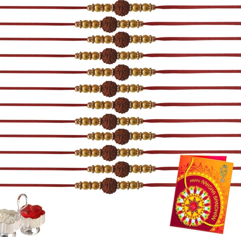 Rakhi  Set  (12 rakhi, Roli Chawal, Greeting Card)