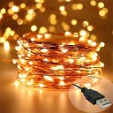 Copper String LED light 10 MTR 100 LED USB Operated Decorative Lights 100 LEDs 10 m Yellow Rice Lights  (Pack of 1)