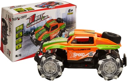 Miss & Chief 1:16 climbing 12 CH, 2.4 Ghz RC car with music
4.8V rechargeable battery & USB cable  (Orange)