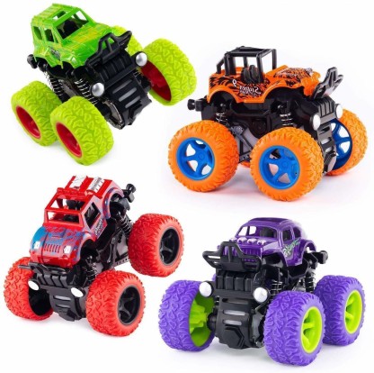 Nexteesh Monster Truck Friction Power Cars With Big Rubber Tires 360* pack of 1  (Multicolor)