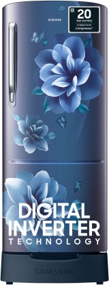 SAMSUNG 183 L Direct Cool Single Door 4 Star Refrigerator with Base Drawer  with Digital Inverter  (Camellia Blue, RR20C1824CU/HL)