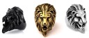 Lion Ring Best Quality Gold Black and Silver Lion Ring Combo Pack of 3 Stainless Steel Silver Plated Ring