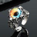 Dragon Eye Ring, Devil Eye Ring, Evil Eye Ring Adjustable Unisex Ring Stainless Steel Silver Plated Ring
