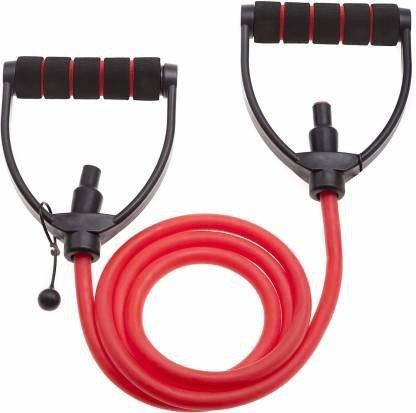 Manogyam Pull Rope Elastic Adjustable Resistance Rope Latex Bands for Fitness Exercise Resistance Tube  (Red, Black)