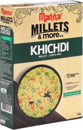 Manna Instant Millet breakfast - Ready to Cook Khichdi - 3 Servings. 100% Natural - No Preservatives/ No artificial colours, flavours or additives 180 g