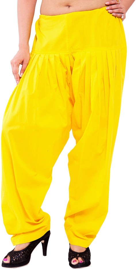 Cotton Blend Solid Women ["Yellow"] Salwar