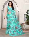Printed, Geometric Print, Floral Print Daily Wear Georgette, Chiffon Saree  (Blue)