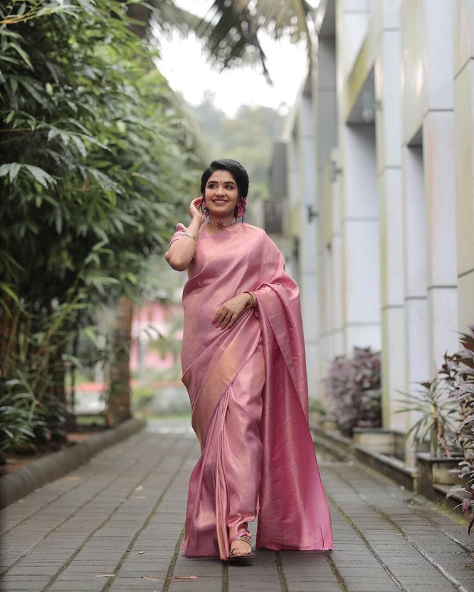 Woven Kanjivaram Pure Silk, Art Silk Saree  (Pink)