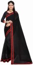 Striped Bollywood Net Saree  (Black)