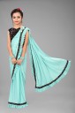 Solid Fashion Lycra Blend Saree  (Light Blue)