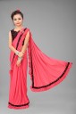 Solid Fashion Lycra Blend Saree  (Pink)