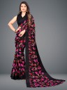 Paisley, Geometric Print, Floral Print Daily Wear Georgette Saree  (Black)