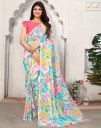 Printed, Geometric Print, Floral Print Daily Wear Georgette, Chiffon Saree  (Multicolor)