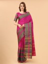 Self Design Daily Wear Cotton Linen Saree  (Pink)