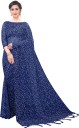 Printed Bollywood Net Saree  (Dark Blue)