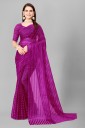 Printed Bollywood Net Saree  (Purple)