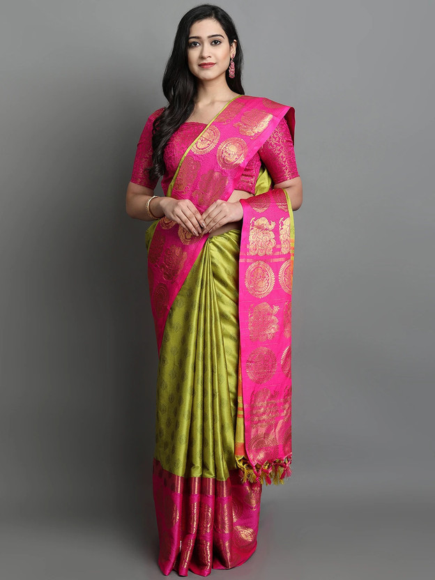 Woven Kanjivaram Pure Silk, Art Silk Saree  (Multicolor)