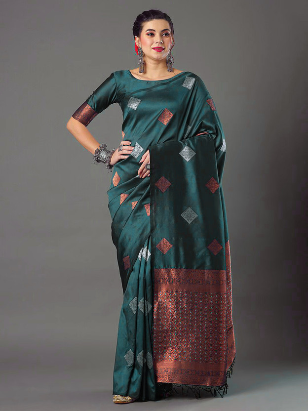 Woven Kanjivaram Cotton Silk, Art Silk Saree  (Multicolor)