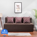 Solis Primus-comfort for all 5X6 size Sofa cum Bed for 3 Person- 3 Seater Jute Fabric Washable Cover with 3 Cushions (Multi Oval Pattern)- Coffee. Double Sofa Bed  (Finish Color - Coffee Mechanism Type - Fold Out Delivery Condition - Pre-assembled)