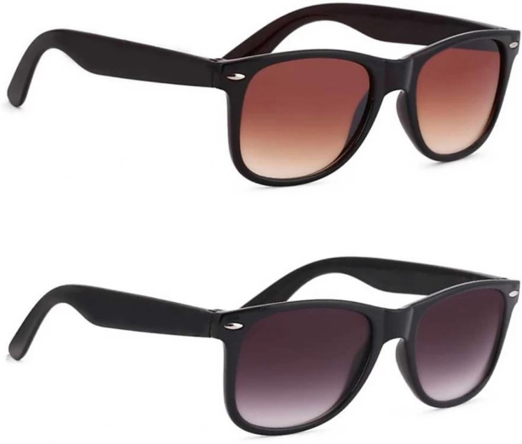 Gradient, Night Vision, UV Protection, Riding Glasses Retro Square, Wayfarer, Wrap-around, Aviator, Clubmaster, Rectangular, Over-sized Sunglasses (Free Size)  (For Men & Women, Black, Brown)