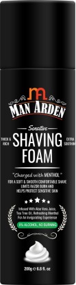 Man Arden Shaving Foam For Sensitive Skin - Charged with Menthol, Aloevera and Tea Tree  (200 g)