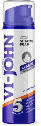 VI-JOHN 5 Action Classic Shave Foam for Oily Skin with Tea Tree Oil (Pack of 1)  (200 g)