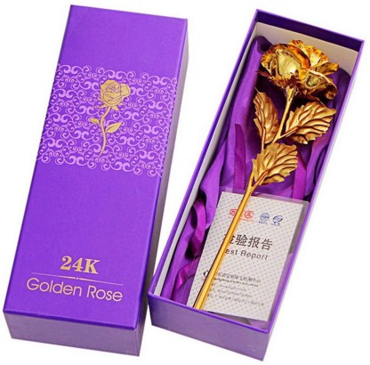 Lavanaya Silver 24K Big Gold Rose bb11 With Gift Box - Best Gift For Loves Ones, Valentine's Day, Mother's Day, Anniversary, Birthday Decorative Showpiece  -  2 cm  (Silver Plated, Gold)