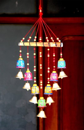 Craft Junction Handcrafted Rajasthani Bells Design Wall Hanging Decorative Showpiece  -  45 cm  (Wood, Multicolor)