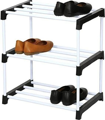 BAE Plastic Shoe Stand  (BLACK, 3 Shelves, DIY(Do-It-Yourself))