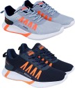 Combo Pack of 2 Casual Shoes Sneakers For Men  (Grey, Orange, Blue)