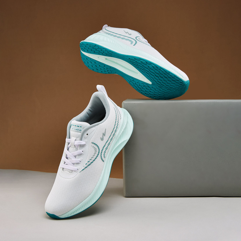 CAMPUS - SLAKE Men's Sports Shoes | Memory Extra Bounce Insole | Mesh Upper | Lace-Up Running Shoes For Men  (White , 7)