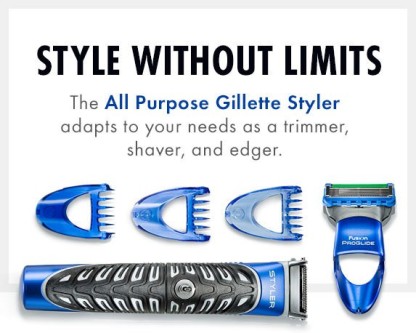 Gillette Proglide 4-in-1 Styler Trimmer 30 min  Runtime 3 Length Settings  (Black, Blue)