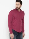 Men Regular Fit Solid Mandarin Collar Casual Shirt