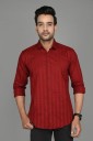 Men Slim Fit Striped Spread Collar Casual Shirt